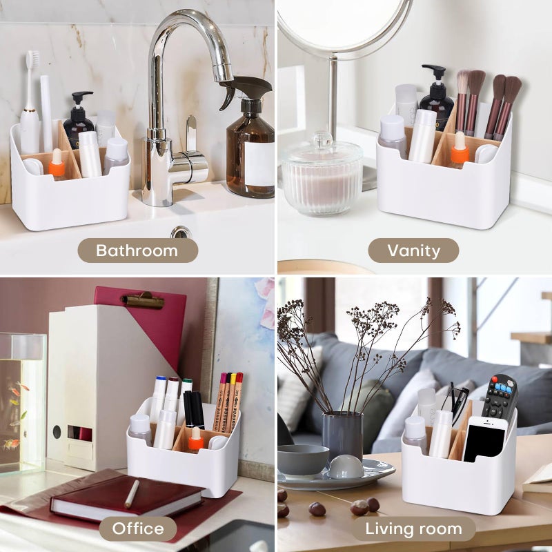 Ayswupt Toothbrush Holders for Bathrooms Electric Toothbrush and Toothpaste Holder with Divider for Bathroom Countertop Organizer Toothbrush Caddy for Kids Family Counter Vanity Storage White - Image 5